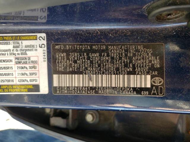 Photo 10 from auction – 2006 TOYOTA COROLLA CE with VIN 2T1BR32E36C611390