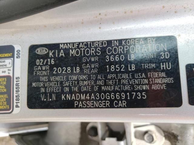 Photo 10 from auction – 2016 KIA RIO LX with VIN KNADM4A30G6691735