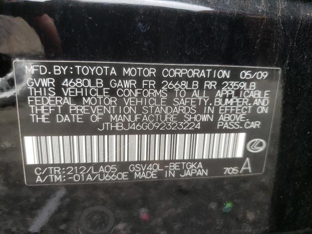 Photo 10 from auction – 2009 LEXUS ES 350 with VIN JTHBJ46G092323224