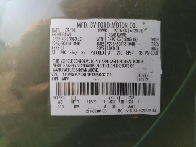 Photo 10 from auction – 2015 FORD EXPLORER X with VIN 1FM5K7D81FGB00371