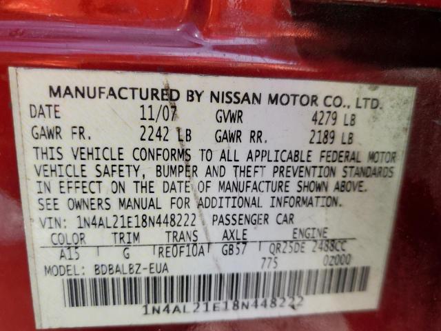 Photo 10 from auction – 2008 NISSAN ALTIMA 2.5 with VIN 1N4AL21E18N448222