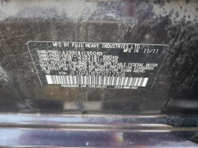 Photo 10 from auction – 2012 SUBARU IMPREZA PR with VIN JF1GPAD63CH212708