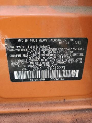 Photo 10 from auction – 2014 SUBARU XV CROSSTR with VIN JF2GPACC2E8249223