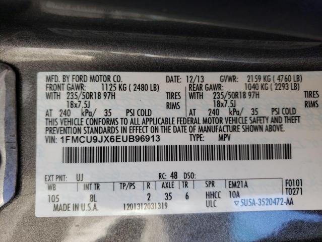 Photo 10 from auction – 2014 FORD ESCAPE TIT with VIN 1FMCU9JX6EUB96913