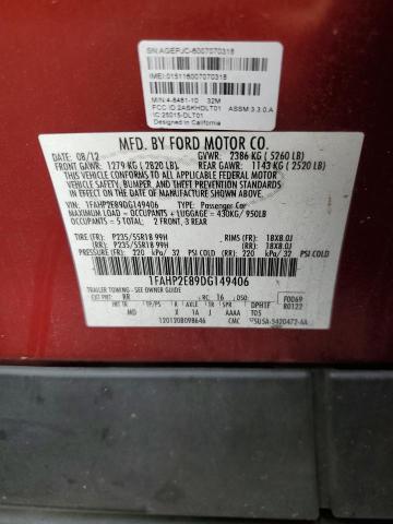 Photo 10 from auction – 2013 FORD TAURUS SEL with VIN 1FAHP2E89DG149406
