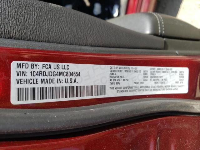 Photo 10 from auction – 2021 DODGE DURANGO GT with VIN 1C4RDJDG4MC804654