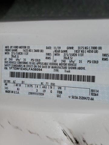 Photo 10 from auction – 2020 FORD F150 SUPER with VIN 1FTEW1E45LFA58094