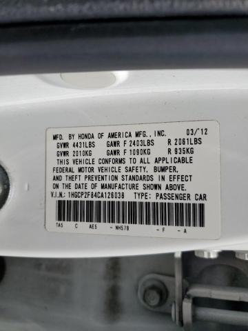 Photo 10 from auction – 2012 HONDA ACCORD EXL with VIN 1HGCP2F84CA126038