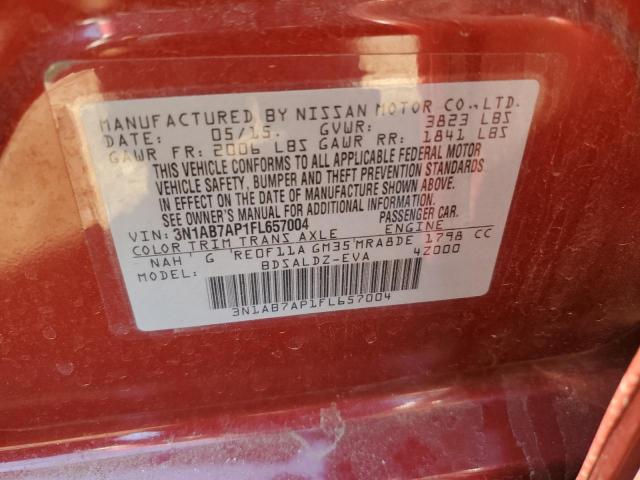 Photo 10 from auction – 2015 NISSAN SENTRA S with VIN 3N1AB7AP1FL657004