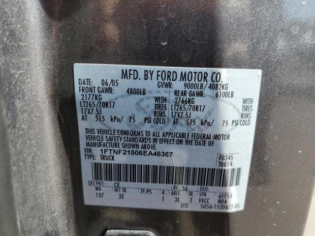 Photo 10 from auction – 2006 FORD F250 SUPER with VIN 1FTNF21506EA46367