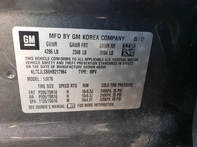 Photo 10 from auction – 2017 CHEVROLET TRAX 1LT with VIN KL7CJLSB6HB217964