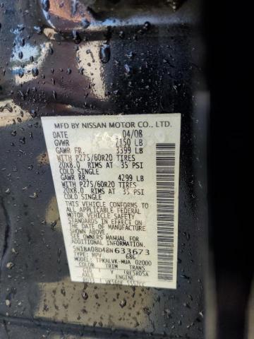 Photo 10 from auction – 2008 NISSAN ARMADA SE with VIN 5N1BA08D48N633673