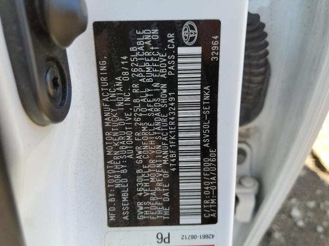Photo 10 from auction – 2014 TOYOTA CAMRY L with VIN 4T4BF1FK1ER432491