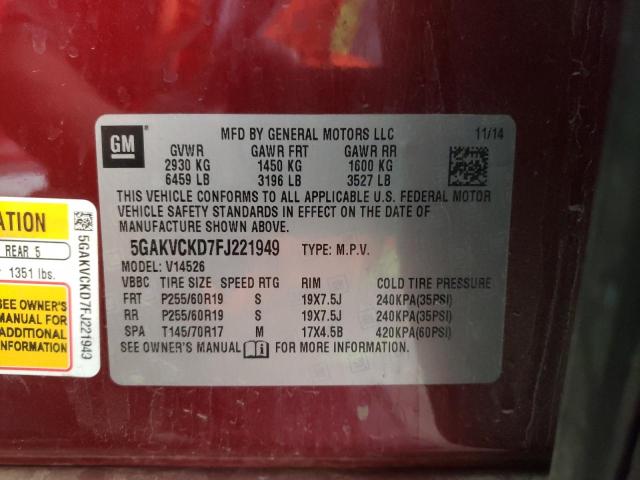 Photo 10 from auction – 2015 BUICK ENCLAVE with VIN 5GAKVCKD7FJ221949