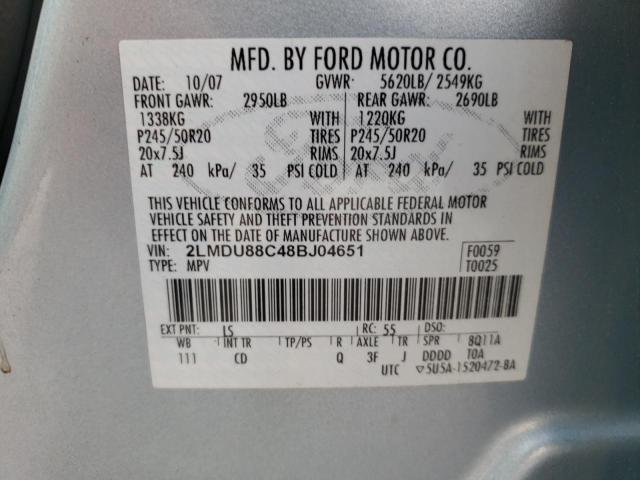 Photo 10 from auction – 2008 LINCOLN MKX with VIN 2LMDU88C48BJ04651