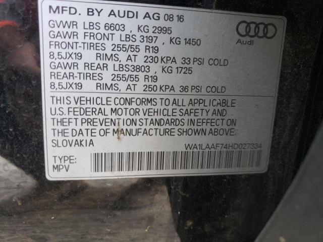 Photo 10 from auction – 2017 AUDI Q7 PREMIUM with VIN WA1LAAF74HD027334