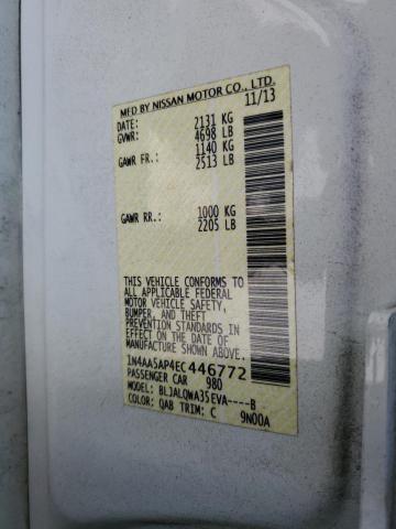 Photo 10 from auction – 2014 NISSAN MAXIMA S with VIN 1N4AA5AP4EC446772
