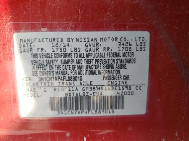 Photo 10 from auction – 2015 NISSAN VERSA S with VIN 3N1CN7AP4FL889015