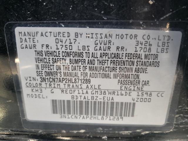 Photo 10 from auction – 2017 NISSAN VERSA S with VIN 3N1CN7AP2HL871289