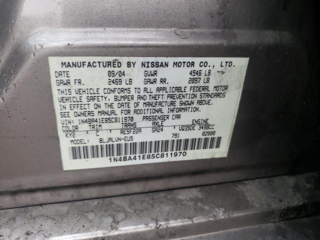 Photo 10 from auction – 2005 NISSAN MAXIMA SE with VIN 1N4BA41E85C811970