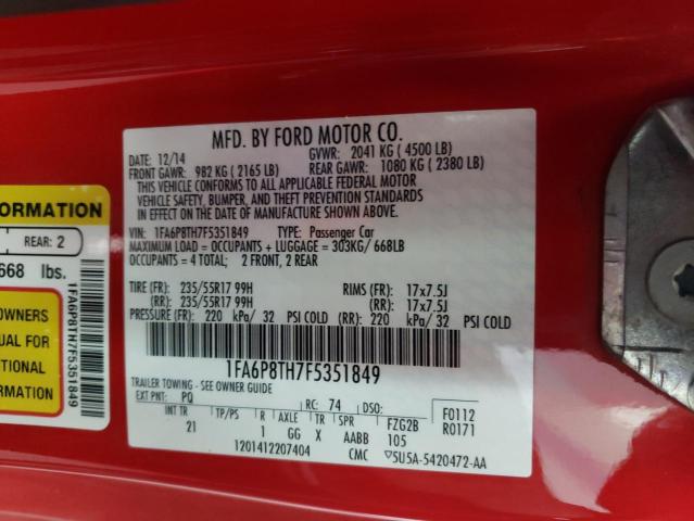 Photo 10 from auction – 2015 FORD MUSTANG with VIN 1FA6P8TH7F5351849