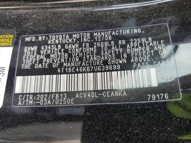 Photo 10 from auction – 2007 TOYOTA CAMRY CE with VIN 4T1BE46K67U639699