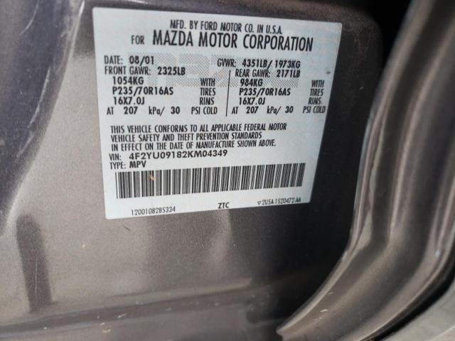 Photo 10 from auction – 2002 MAZDA TRIBUTE LX with VIN 4F2YU09182KM04349