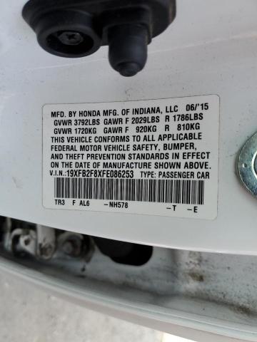 Photo 10 from auction – 2015 HONDA CIVIC EX with VIN 19XFB2F8XFE086253