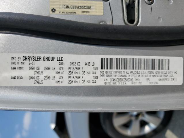 Photo 10 from auction – 2012 JEEP COMPASS SP with VIN 1C4NJCBB0CD503706