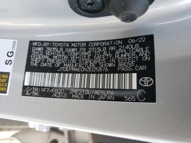 Photo 10 from auction – 2022 TOYOTA COROLLA LE with VIN JTDEPMAE0N3025876