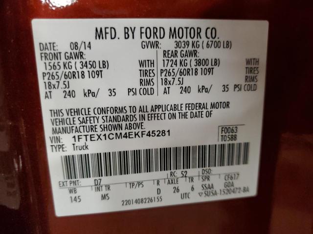 Photo 10 from auction – 2014 FORD F150 SUPER with VIN 1FTEX1CM4EKF45281