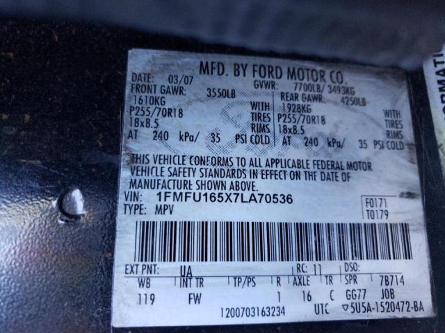 Photo 10 from auction – 2007 FORD EXPEDITION with VIN 1FMFU165X7LA70536