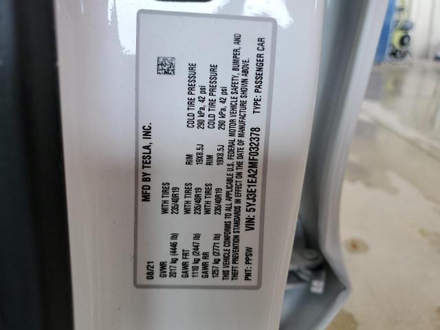 Photo 10 from auction – 2021 TESLA MODEL 3 with VIN 5YJ3E1EA2MF032378