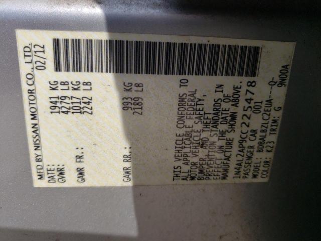 Photo 10 from auction – 2012 NISSAN ALTIMA BAS with VIN 1N4AL2AP9CC225478