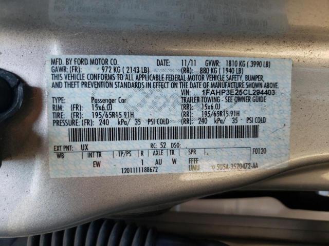 Photo 10 from auction – 2012 FORD FOCUS S with VIN 1FAHP3E25CL294403