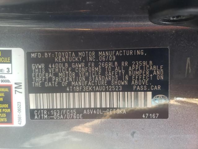 Photo 10 from auction – 2010 TOYOTA CAMRY BASE with VIN 4T1BF3EK1AU012523
