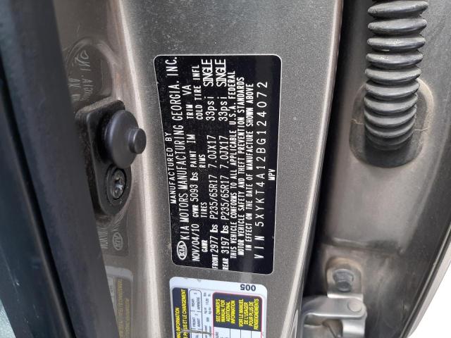 Photo 10 from auction – 2011 KIA SORENTO BA with VIN 5XYKT4A12BG124072