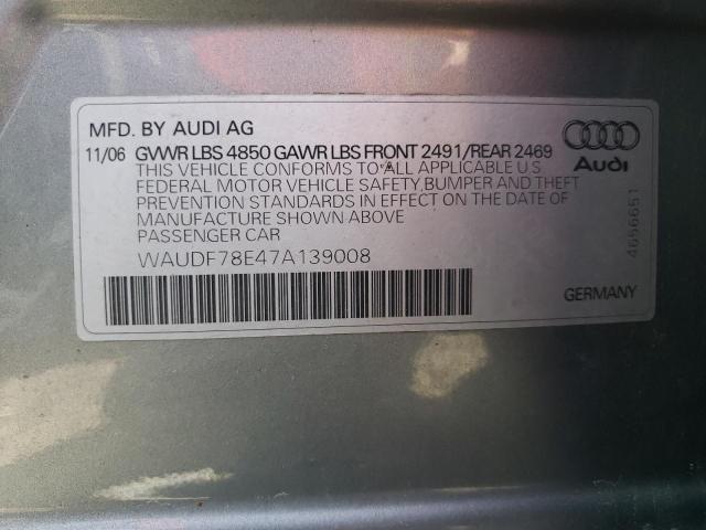 Photo 10 from auction – 2007 AUDI A4 2.0T QU with VIN WAUDF78E47A139008