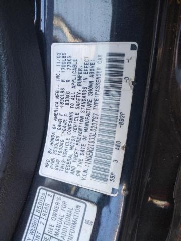 Photo 10 from auction – 2003 HONDA CIVIC EX with VIN 1HGEM21933L020797