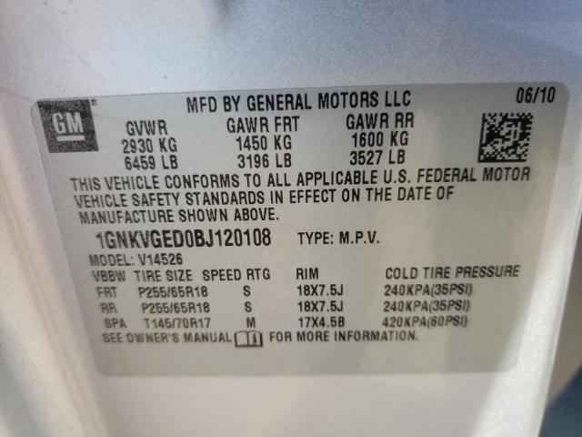 Photo 10 from auction – 2011 CHEVROLET TRAVERSE L with VIN 1GNKVGED0BJ120108