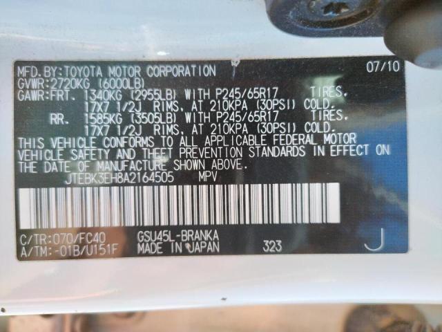 Photo 10 from auction – 2010 TOYOTA HIGHLANDER with VIN JTEBK3EH8A2164505