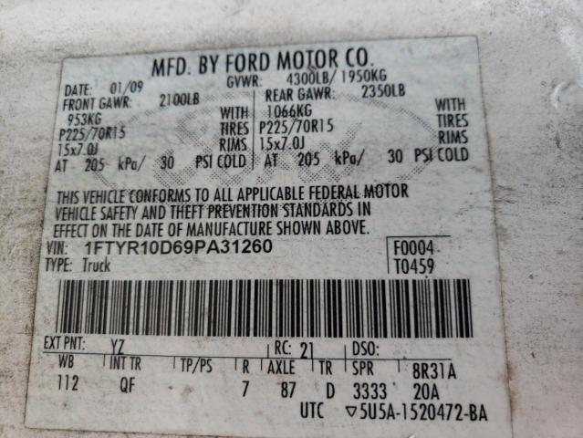 Photo 10 from auction – 2009 FORD RANGER with VIN 1FTYR10D69PA31260