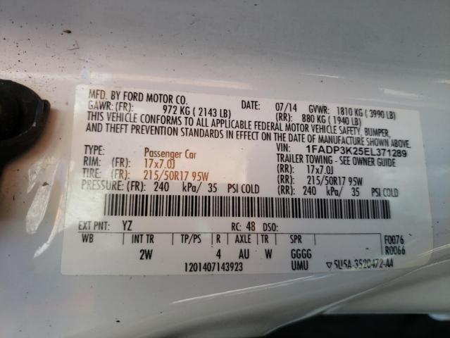 Photo 10 from auction – 2014 FORD FOCUS SE with VIN 1FADP3K25EL371289