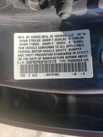 Photo 10 from auction – 2015 HONDA CIVIC EX with VIN 19XFB2F83FE012172