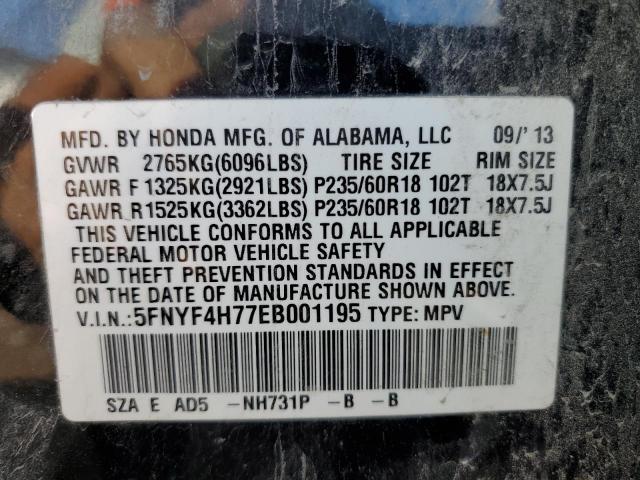 Photo 10 from auction – 2014 HONDA PILOT EXLN with VIN 5FNYF4H77EB001195