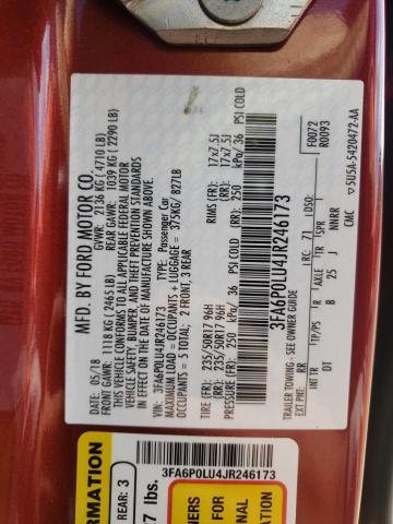 Photo 10 from auction – 2018 FORD FUSION SE with VIN 3FA6P0LU4JR246173