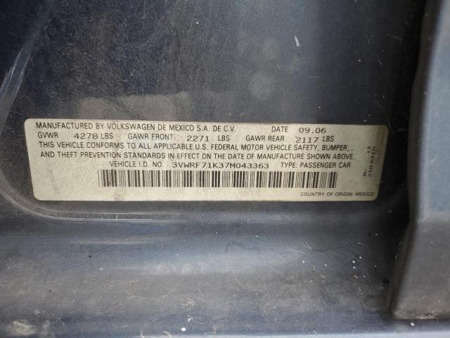 Photo 10 from auction – 2007 VOLKSWAGEN JETTA 2.5 with VIN 3VWRF71K37M043363