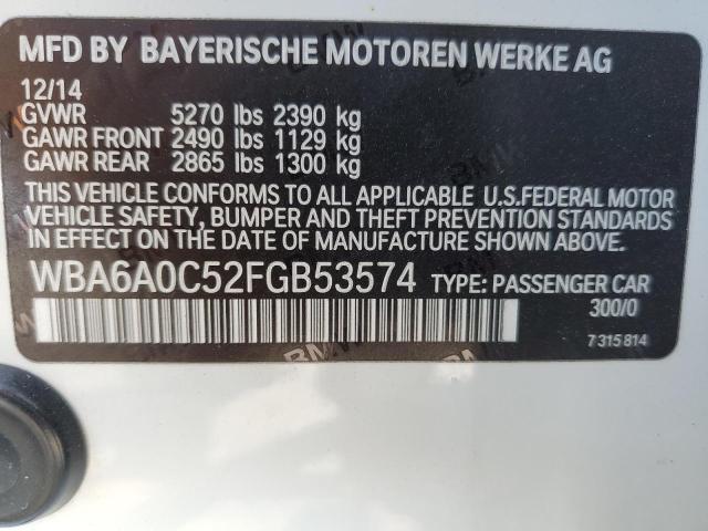 Photo 10 from auction – 2015 BMW 640 I GRAN with VIN WBA6A0C52FGB53574