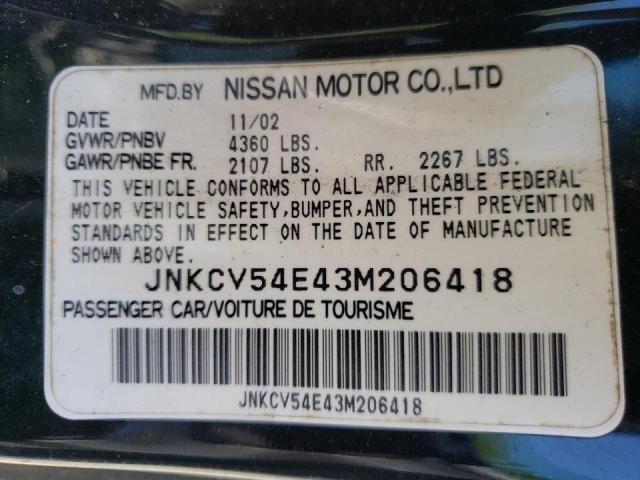Photo 10 from auction – 2003 INFINITI G35 with VIN JNKCV54E43M206418