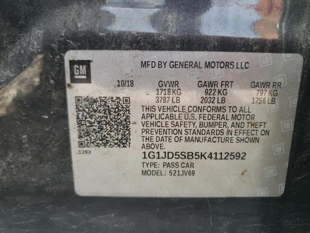 Photo 10 from auction – 2019 CHEVROLET SONIC LT with VIN 1G1JD5SB5K4112592